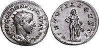 Gordianus III. (238-244) AR Antoninian Rom, HERKULES nackt mit Schläger auf Fels, Löwenfell. TOP! -