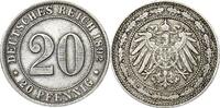 DEUTSCHLAND 20 Pfennig J 14 Kursmünze aus dem Kaiserreich -