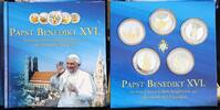 BRD Papst Benedikt XVI, mein Herz schlägt Bayrisch - 5 Medaillen, teilvergoldet -