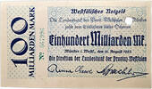 MÜNSTER 2 x 100 Milliarden Mark NOTGELD Münster entwertet KN 667996+7 I 38.15 £  +  8.67 £ shipping