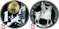 EUROPA Der neue Euro - mit Applikation 1 Cent Portugal - versilbert, gekapselt -
