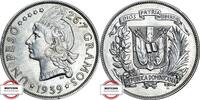 DOMINIKANISCHE REPUBLIK 1 Peso KM 22 - Indianerin mit Kopfschmuck -