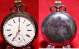 Antike Taschenuhr, geschwärztes Silber, guter Zustand -