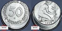 BRD 50 Pfennig J 384 - Kursmünze - Fehlprägung 30% dezentriert - ohne Riffelrand -