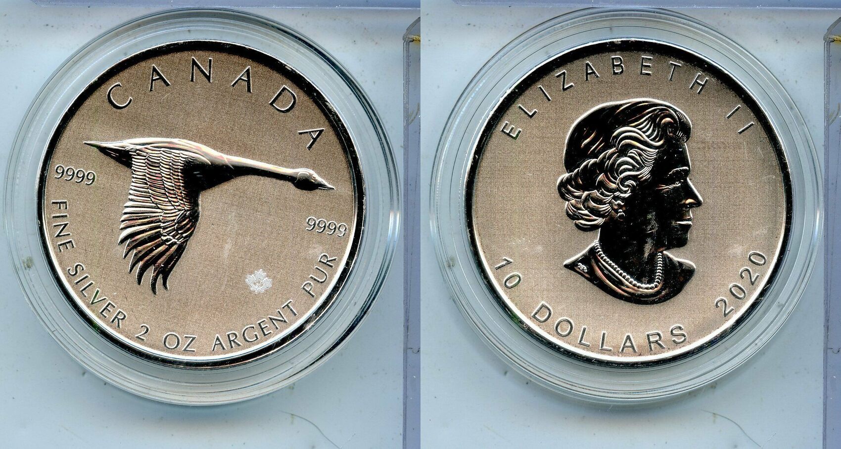 2020 canada 2 oz discount $10 silver canadian goose