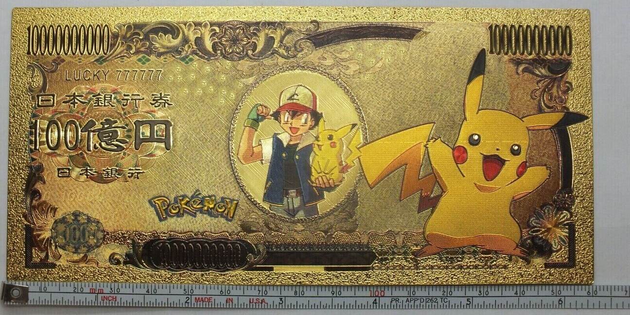 24k Gold Plated Espeon Eevee Pokemon Banknote for Sale in