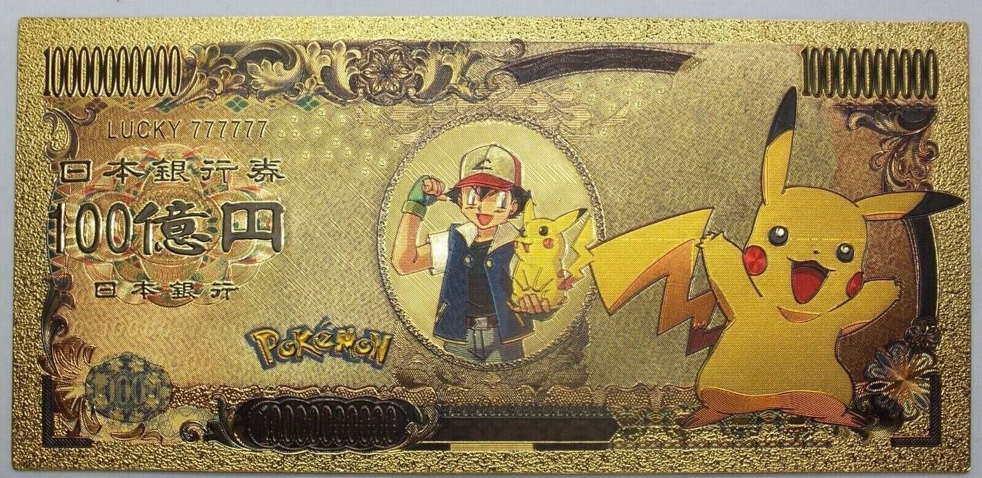 Pokemon Gold Banknote Bill 24KT W/ Certificate of Auth, NIPPON GINKO *You  Choose