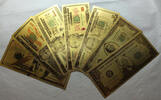 USA Banknoten 100 $50 $ Lot of 7 Federal Reserve Gold Foil Novelty Note $ 10 $5 $2 $1 Set GFS06 -