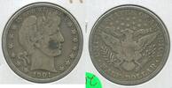 USA Half Dollar 1901-P Silver Barber 50c Philadelphia Mint - KR268 -