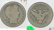 USA Half Dollar 1902-S Silver Barber 50c San Francisco Mint - KR272 -