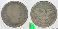 USA Half Dollar 1907-S Silver Barber 50c San Francisco Mint - KR282 -