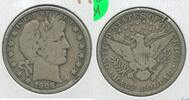 USA Half Dollar 1908-P Silver Barber 50c Philadelphia Mint - KR283 -