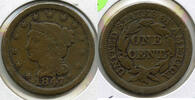 USA Large Cent Braided Hair Penny - H352 -