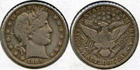 USA Half Dollar 1905-S Barber Silver - San Francisco Mint - BQ750 -
