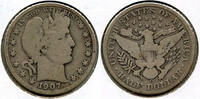 USA Half Dollar 1907-D Barber Silver - Denver Mint - BQ906 -