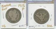 USA Half Dollar 1915-P Silver Barber 50c Philadelphia Mint - SS806 -