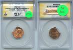 USA Cent 198x-P Lincoln Memorial Error Struck On Fragment ANACS MS63RD Penny- SS992 -