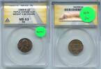USA Cent 1969-S Lincoln Memorial Error Triple Curved Clip ANACS MS63RB Penny-SS995 -