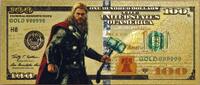 USA Banknoten $100 Thor Marvel Comics Color Novelty 24K Gold Foil Plated Note Bill XX046 -