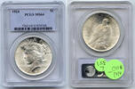 USA Dollar Peace Silver PCGS MS64 Certified - Philadelphia Mint - L351 -