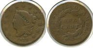 USA Large Cent Coronet Head Penny - Large Letters - L463 -