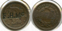 USA Large Cent Braided Hair Penny - Stamped Coin - L751 -