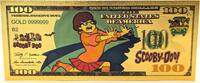 US Paper Money Scooby-Doo! Scooby Doo Velma Dinkley $100 24K Gold Foil Plated Bill Note XX192 -