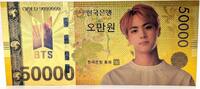 US Paper Money 50000 Won BTS Bangtan Boys Jin Boy Band ₩ 24K Gold Foil Plated Bill Note XX195 -