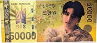 US Paper Money 50000 Won BTS Bangtan Boys Boy Band Jung Kook ₩ 24K Gold Foil Plated Note XX197 -