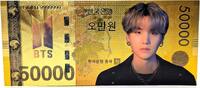 US Paper Money 50000 Won BTS Bangtan Boys Boy Band Suga ₩ 24K Gold Foil Plated Note XX200 -