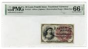 US Paper Money 10 Cents Fourth Issue Fractional Currency PMG 66 EPQ Gem Uncirculated - R913 -