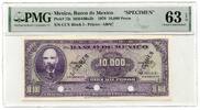 World Paper Money 10,000 Pesos 1978 Banco de Mexico PMG 63 EPQ Choice Uncirculated Specimen - R915 -