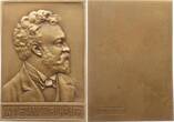 Deutschland, Kaiserreich Einseitige Bronzeplakette o.J. v. Hüttig, a.d. Schriftsteller und Naturalisten Wolfgang Kirchbach, 1857 - 1906 Selten, EF, min. Kleberest an Rs.