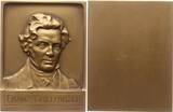 Berühmte Personen - Schriftsteller und Dichter Einseitige Bronzeplakette o.J. (1900 - 1910) v. Mayer und Wilhelm, Stuttgart, auf Franz Grillparzer, 1791 - 1872 UNC-