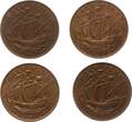 Großbritannien 1/2 Penny komplette Serie 4 Stück 1949 - 1952 George VI., 1936 - 1952 Meist UNC-