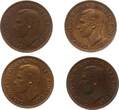 Großbritannien 1/2 Penny komplette Serie 4 Stück 1949 - 1952 George VI., 1936 - 1952 Meist UNC-