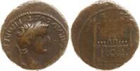 Römische Kaiserzeit As Tiberius als Cäsar, 4 - 14, Lugdunum, Büste n.r. / Altar v. Lyon, Lorbeerbäume -