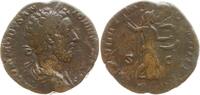 Römische Kaiserzeit Sesterz Commodus, Minerva schreitet n.r., Speer in der rechten, Schild i.d. linken Hand -
