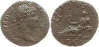 Römische Kaiserzeit As Hadrian, Aegyptos lagert n.l., hält Sistrum, zu Füßen Ibis auf Postament -