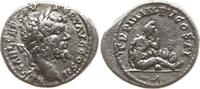 Römisches Kaiserreich Denar Septimius Severus, 193-211, Emesa, Gefangener, sitzt n.r., z.F. Schild u. Waffen -