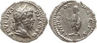 Römisches Kaiserreich Denar Septimius Severus, 193 - 211, Kaiser steht n.l. mit Toga, hält Zweig und Buch -
