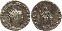 Römische Kaiserzeit Antoninian Valerianus, 253-260, Viminacium, Pietas steht l., hält Zepter und lehnt an Säule -
