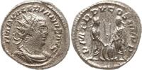Römische Kaiserzeit Antoninian Valerianus, 253-260, Antiochia, beide Kaiser gegenüber mit Schilden und Speeren -