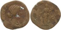 Römische Kaiserzeit Sesterz Lucilla, Gattin des Lucius Verus, Vesta steht n.l. hält Simpulum und Palladium -