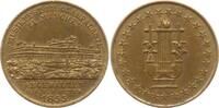 Bayern, Königreich, Stadt München Kleine Messingmedaille Maximilian II. Joseph, 1848-1864, Musikfest im Glaspalast, Gebäudeansicht, Harfe -