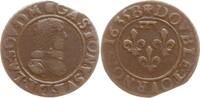 Frankreich, Dombes Double Tournois Gaston d'Orléans, 1627 - 1650, Umschrift SOV.DM statt SOV.DOM -