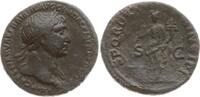 Römische Kaiserzeit As Trajan, 98 - 117, Fortuna stehend mit Füllhorn und Ruder -