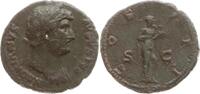 Römische Kaiserzeit As Hadrian, 117 - 138, Salus steht nach rechts und füttert Schlange aus Patera -