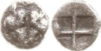 Lesbos 1/36 Stater 2 gegenüberliegende Eberköpfe / Quadratum Incusum -