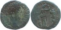 Römische Kaiserzeit Sesterz Commodus, Minerva n.l., hält Victoria und Speer, daneben Trophaeum, unten Schild -